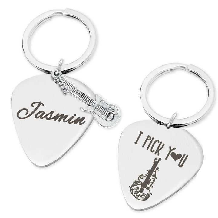 keepdrum Personalisierter Schlüsselanhänger Plektrum "I Pick You" mit Wunsch-Gravur Pick You mit Wun