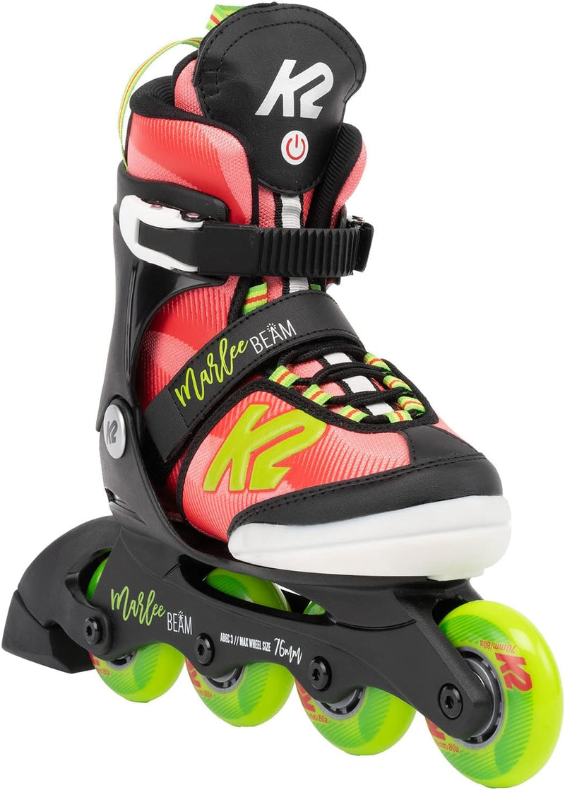 K2 Skates Mädchen Inline Skates Marlee Beam, red - Green, 30G0136 L (EU: 35-40 / UK: 3-7 / US: 4-8)