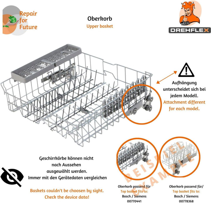 DREHFLEX - KORB35 - Geschirrkorb/Korb für diverse Spülmaschinen aus dem Hause Bosch/Siemens/Neff/Con