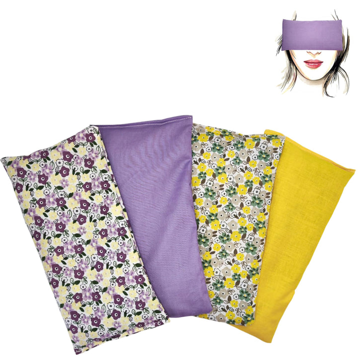 Augenkissen Yoga Pack 4 - lila und gelb | Lavendel Samen und Reis | Yoga, Meditation, Entspannung, f