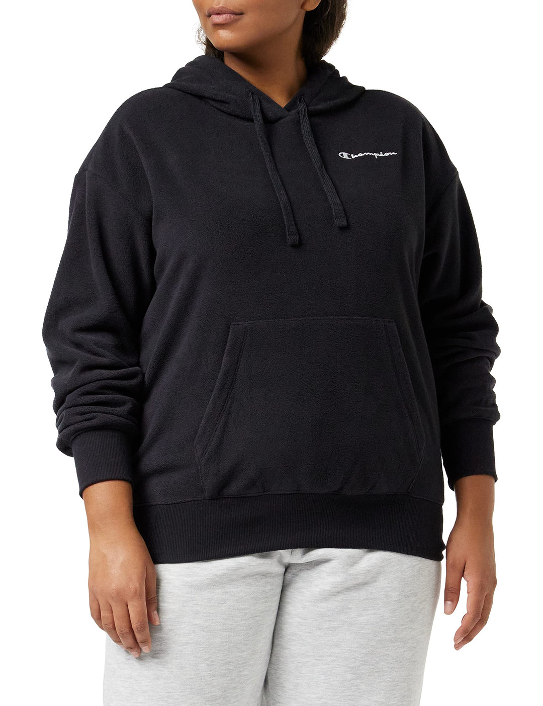 Champion Damen American Classics-Small Script Logo Polar Fleece Hooded Sweatshirt S Schwarz, S Schwa