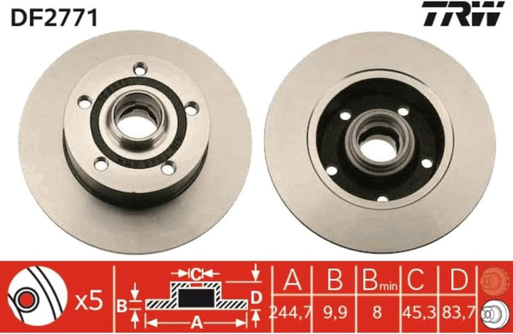 TRW Automotive AfterMarket DF2771 Bremsscheibe - (Paar)