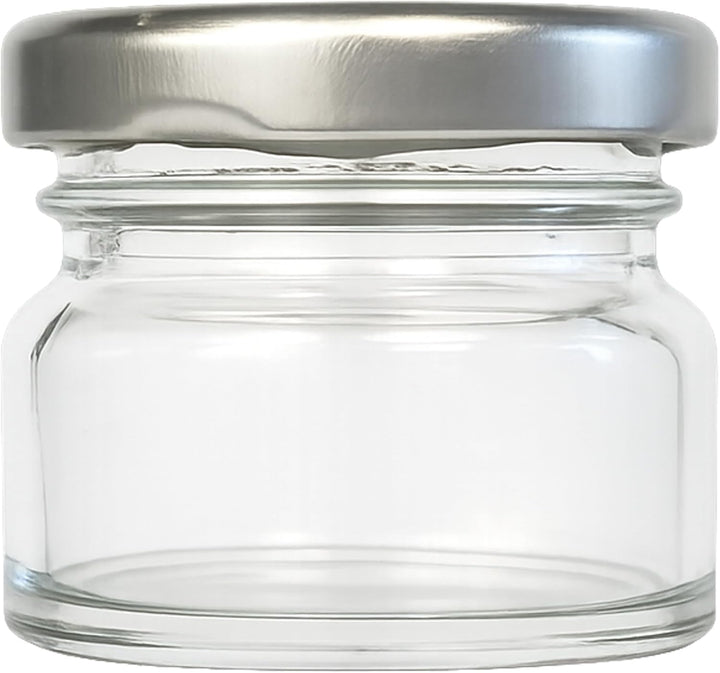 hocz 50x Mini Marmeladengläser 30 ml | mit Deckel Silber TO 43 | kleine Einmachgläser mit Schraubdec