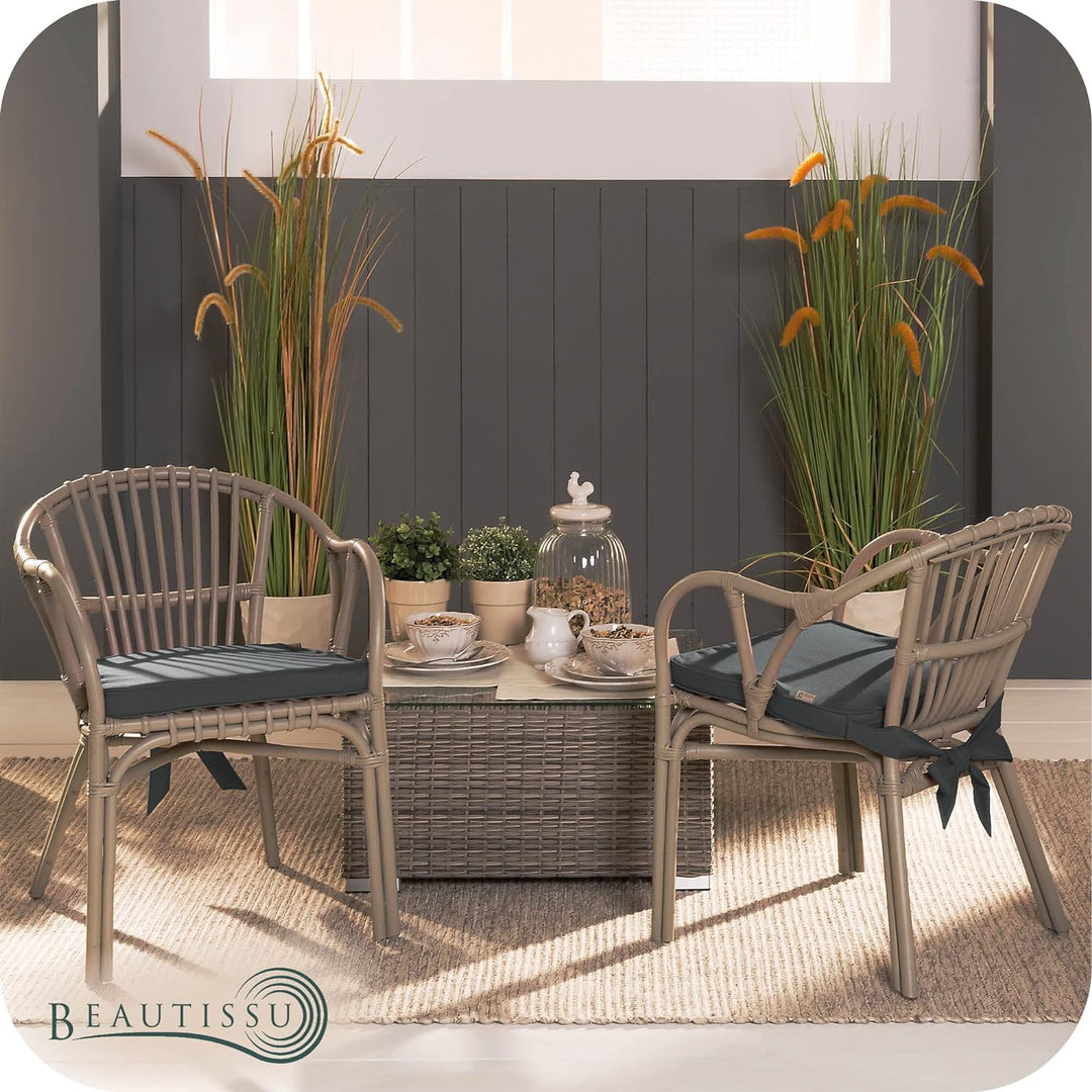 Beautissu Pia 4er Set Stuhlkissen 40x45 cm - Sitzkissen Outdoor Gartenstuhlkissen, Garten Sitzpolste
