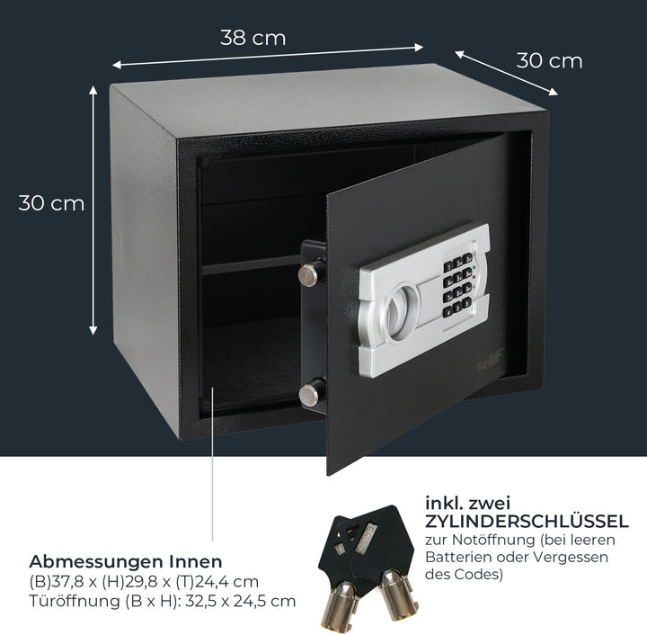 HMF Safe Tresor für Zuhause, Hotel oder Büro, Möbeltresor mit Zahlenschloss für DIN A4 Dokumente | 3