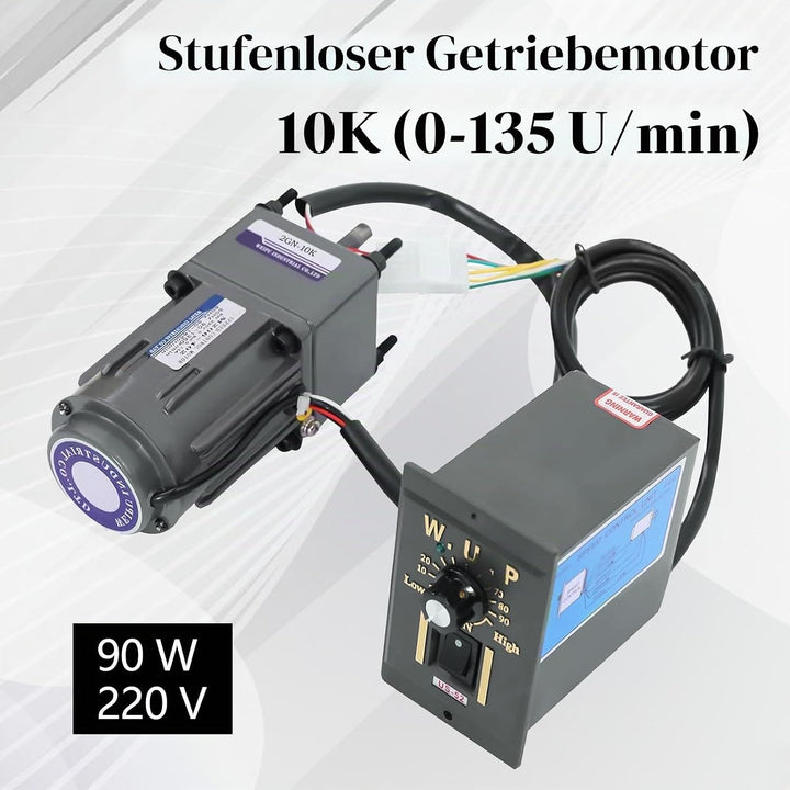 Getriebemotor Elektromotor, Wechselstrom 6W 220V Gear Motor 0-135 RPM (10K), 8 Nm, Stufenlos Einstel