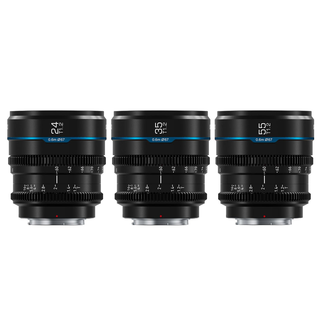 SIRUI Night Walker T1.2 S35 Cine Objektiv-Set, 24 mm, 35 mm, 55 mm, grosse Blende, manueller Fokus (
