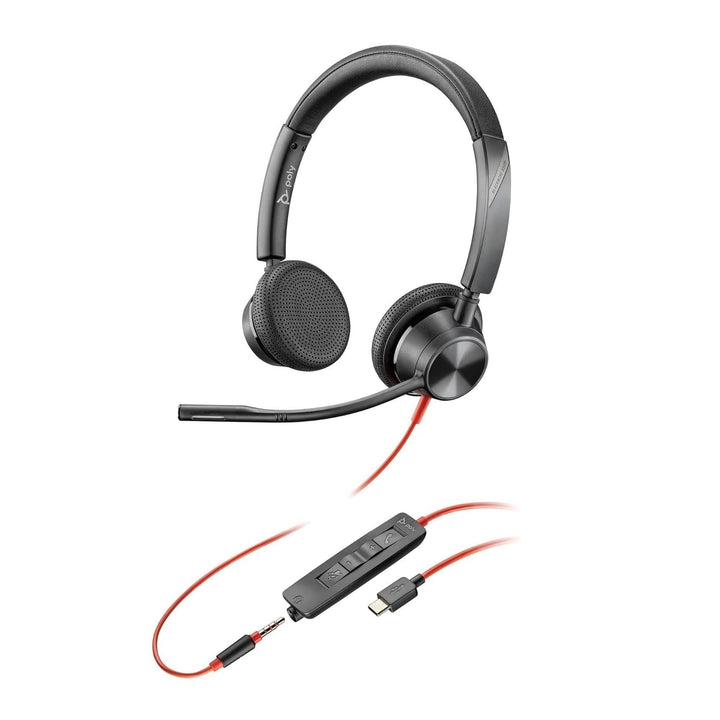 Schnurgebundenes Headset Poly Blackwire 3325 – Flexibler Mikrofonarm – Hi-Fi-Stereo – Verbindung mit