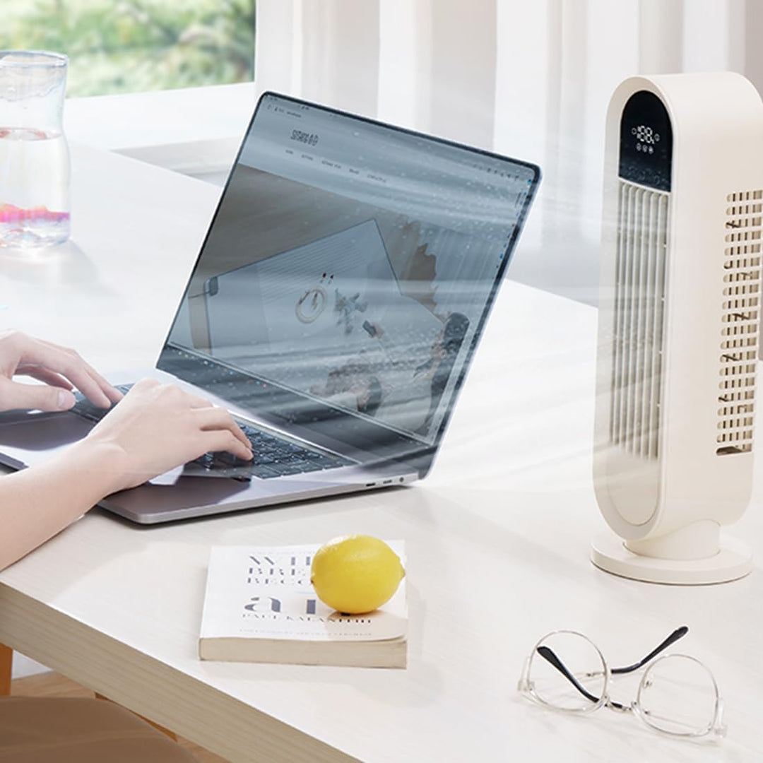 Spacetronik Tisch Turmventilator Klein 34cm Hoch, Leiser Tischventilator Turm mit Timer 1–8 Stunden,