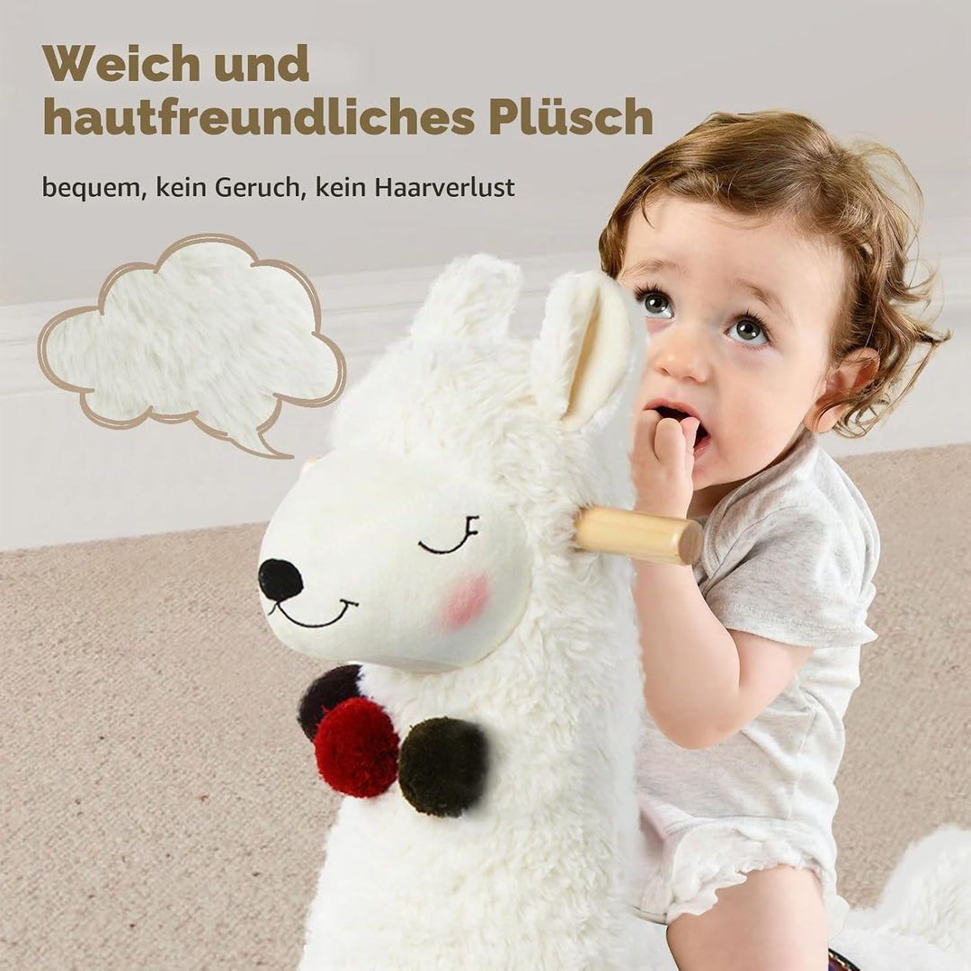 labebe Kinder Schaukelpferd Plüsch, Stofftier Schaukelstuhl Spielzeug, Alpaka Rocker