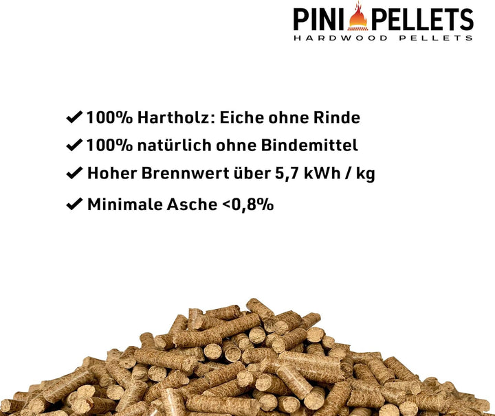 Hartholz Pellets 6 mm PINI 30Kg zum Heizen Grillen Räuchern Smoken