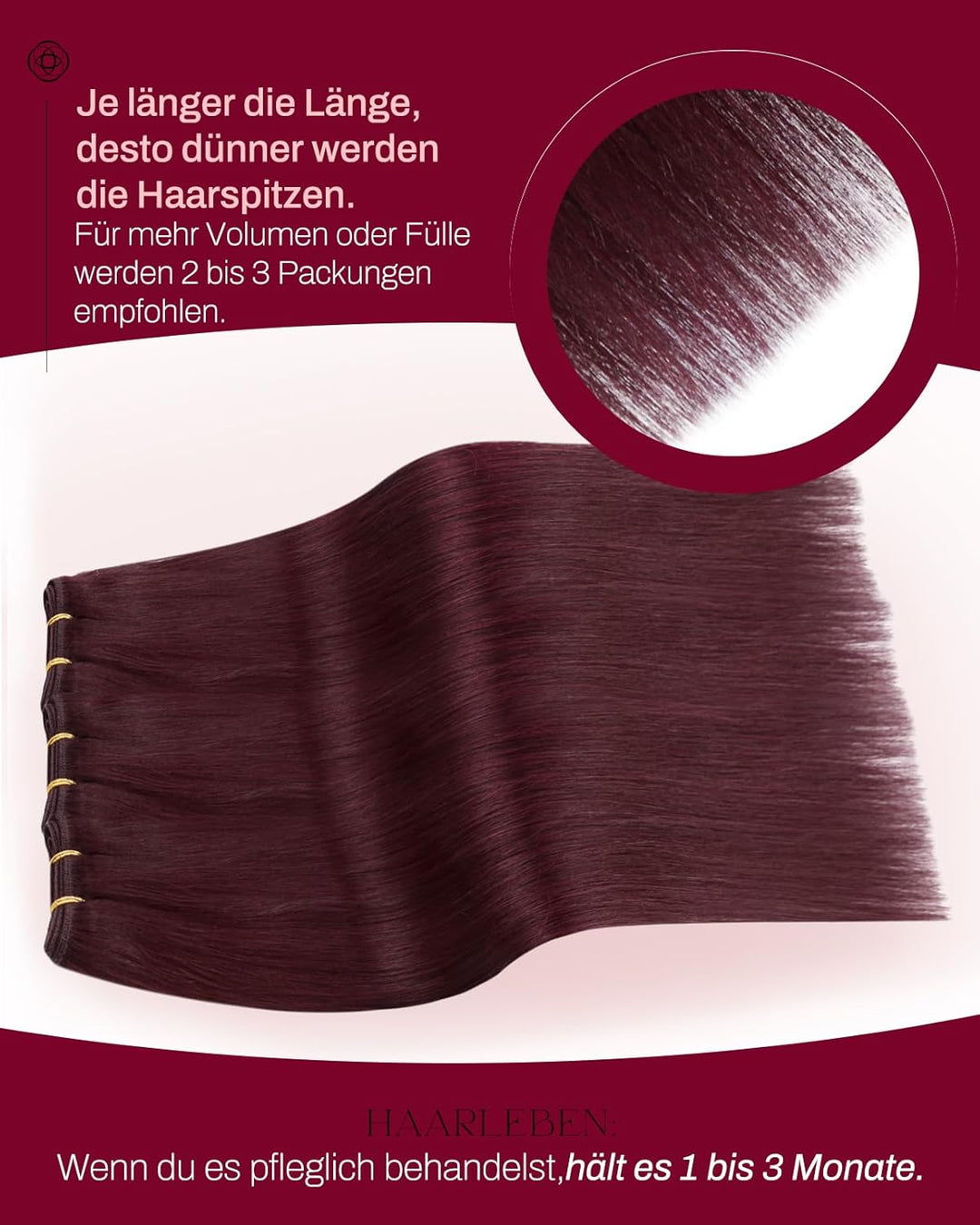 Moresoo Extensions Echthaar Tressen zum Einnähen 50 cm Haartressen Echthaar zum Einnähen 