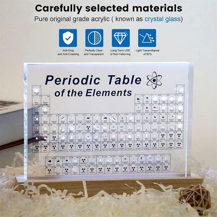 PEALOV Periodic Table with Real Elements Inside,Acrylic Periodic Table of 83 Elements,LED Periodensy