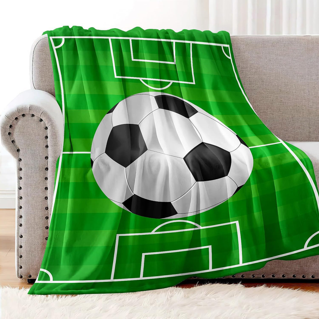 YISUMEI Decke 150x200 cm Kuscheldecken Sanft Flanell Weich Fleecedecke Bettüberwurf Fussball Grün Fu