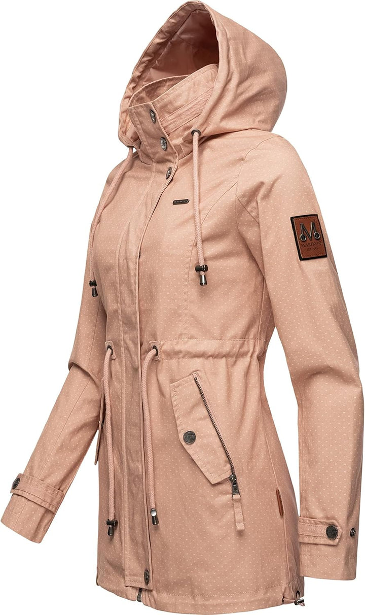 MARIKOO Damen leichte Übergangsjacke Baumwoll-Parka mit Kapuze Nyokoo XS-XXL M Light Rose W.p., M Li