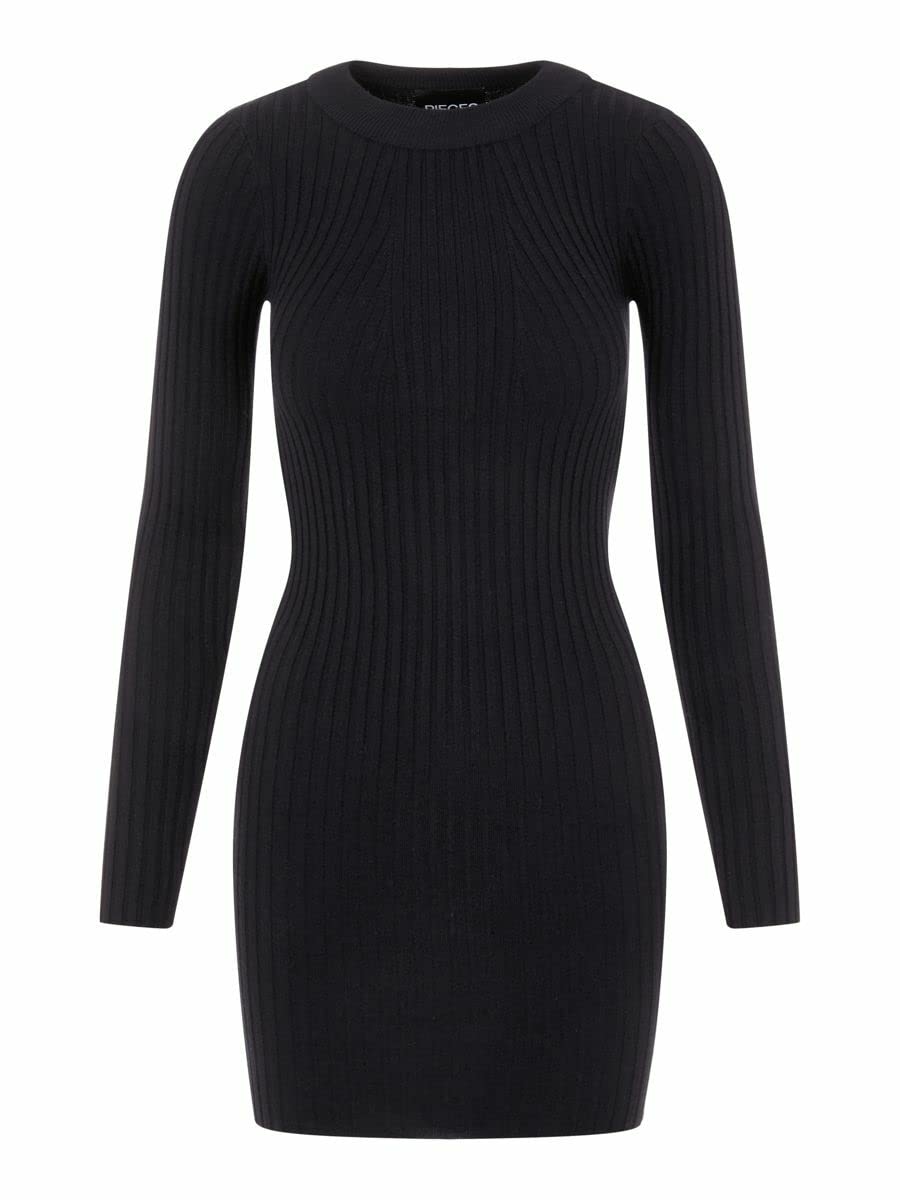 PIECES Damen PCCRISTA LS O-Neck Knit Dress NOOS 17115048 M Schwarz, M Schwarz
