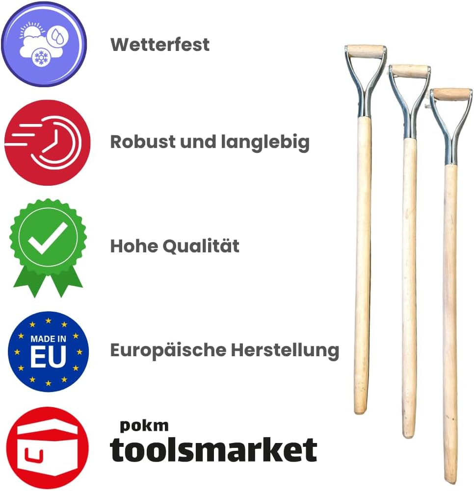 pokm toolsmarket - Holzstiele mit Metal, Schaufelstiel, Holzstiel, D Griff Für Spaten, Spatenstiel a