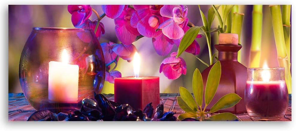 Leinwandbild XXL Zen Wandbild Kunst Spa Violett 150x50 cm Leinwandbild 150x50 cm Violett_c, Leinwand