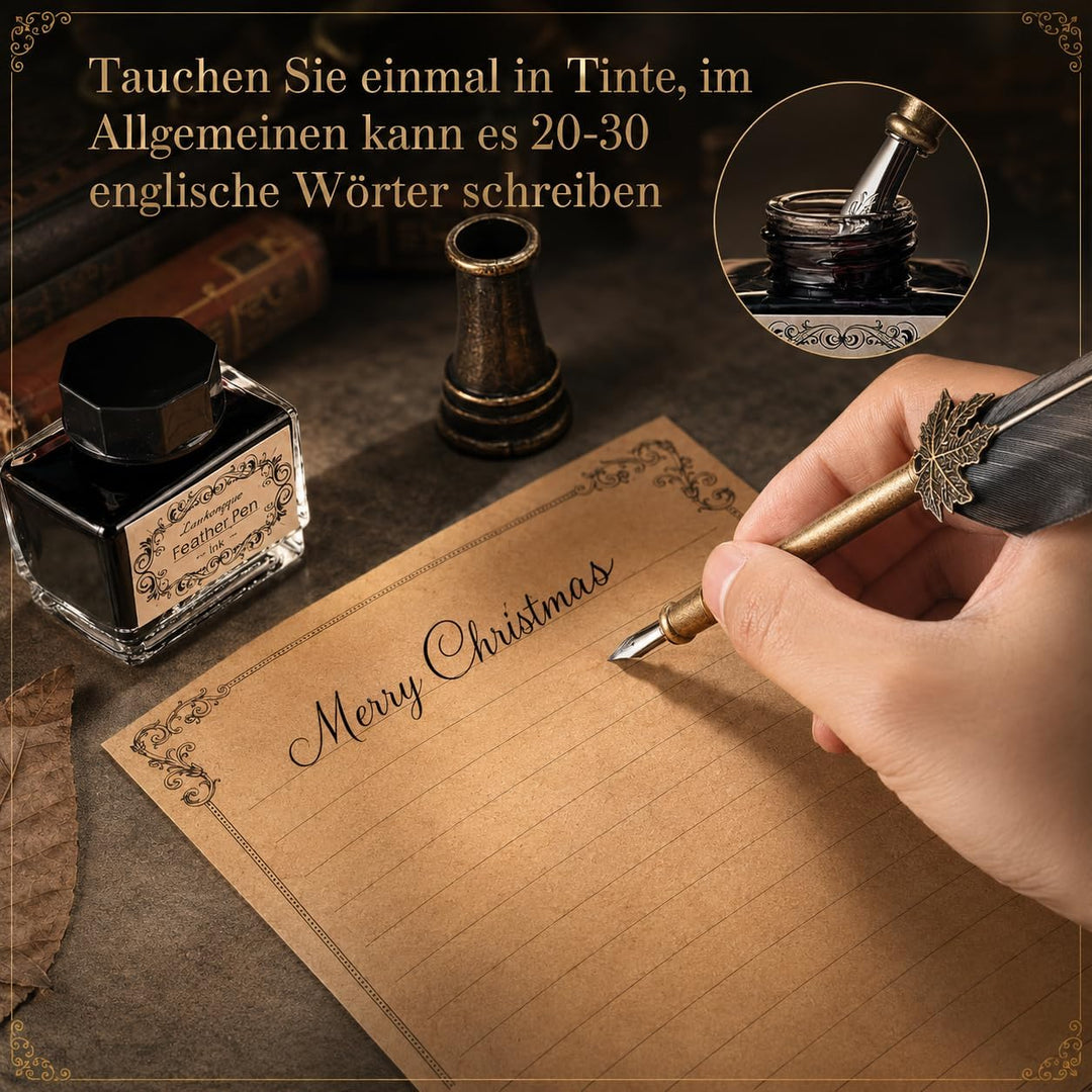 Schreibfeder Kalligraphie Feder, Handgemachte Dip Pen, Vintage Federkiel Dip Quill Pen Writing Ink S