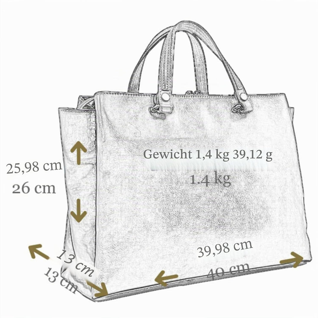 Time Resistance Schultertasche Damen - Handtasche aus Leder - Made in Italy - Tragetasche - Shopper