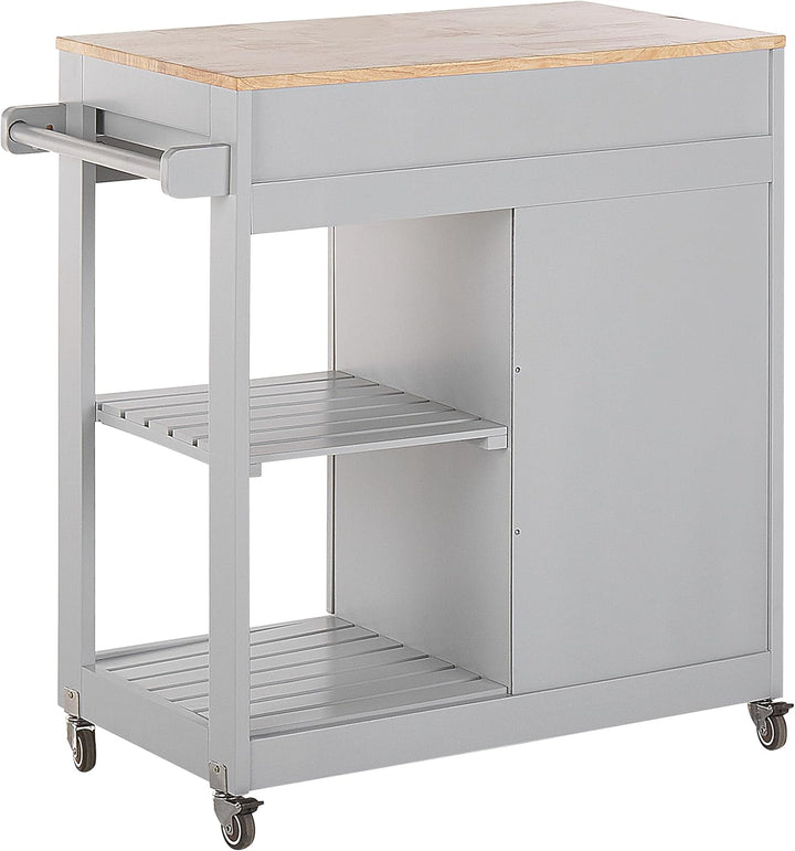 Beliani Praktischer Servierwagen Landhausstil grau 4 Fächer 1 Schublade Trapani