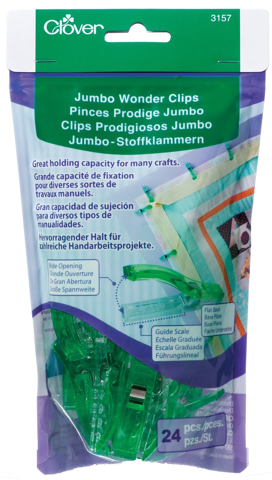 Clover Stoffklammer, Vinyl, 24/Pkg, c1