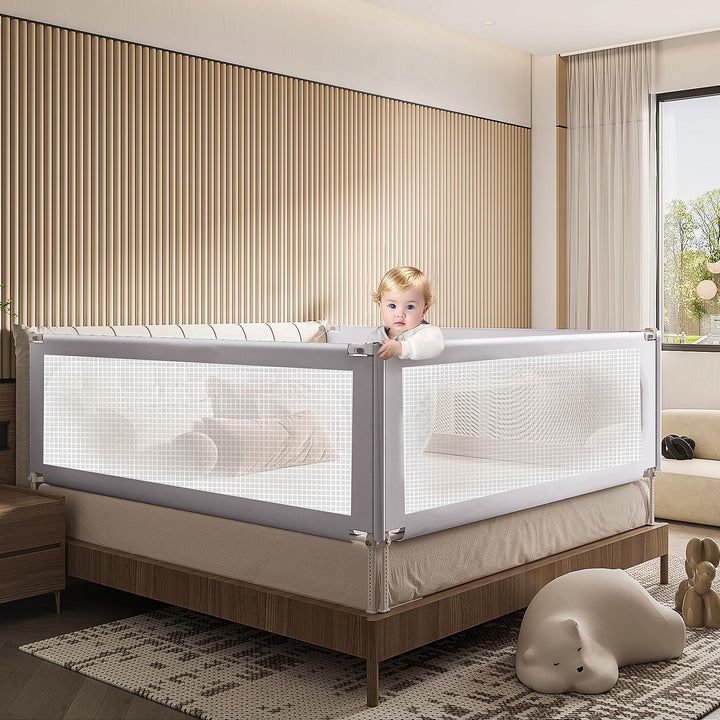 Bettschutzgitter 150 cm, Einziehbares Bettgitter für Kinder von 0–10 Jahren, Babybettgitter für Kind