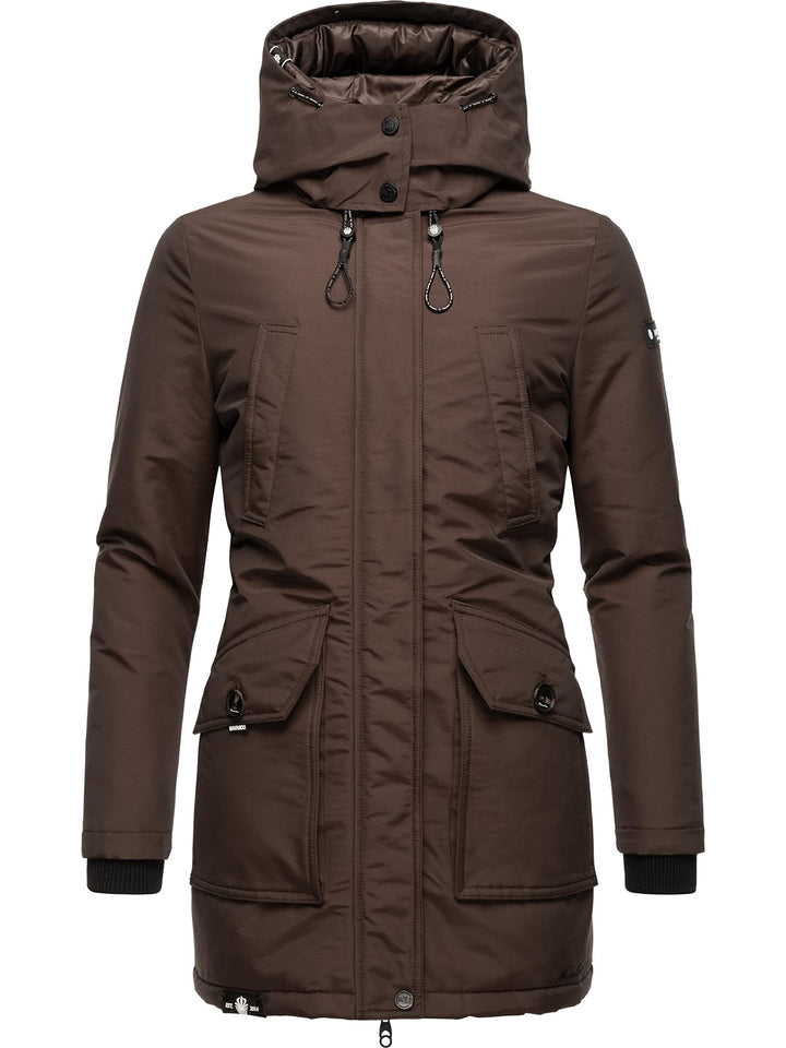 Navahoo Damen Warmer Winter Kurzmantel Blizzardstorm XS-3XL XS Dark Choco, XS Dark Choco