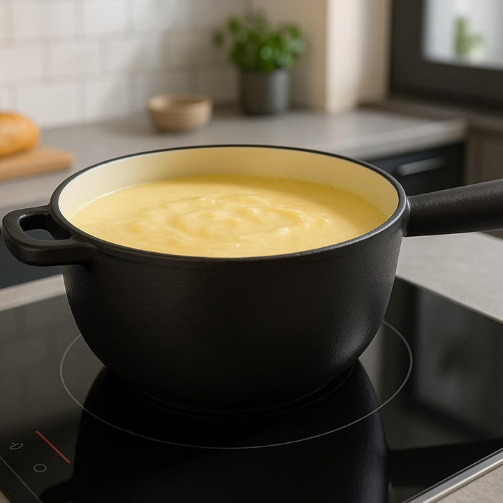 osoltus Fondue | Käsefondue | Fleischfondue Set Gusseisen 6 Personen Emaille | 13 TLG. inklusive Hol