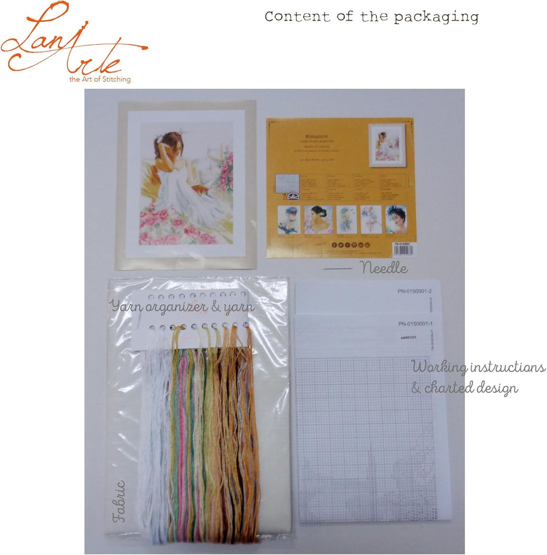 Lanarte Zählmusterpackung Lesend Leinen Kreuzstichpackung, Baumwolle, Mehrfarbig, 30 x 40 x 0.3 cm M