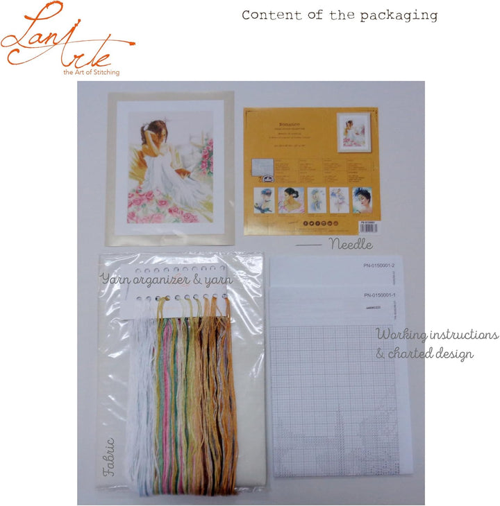 Lanarte Zählmusterpackung Lesend Leinen Kreuzstichpackung, Baumwolle, Mehrfarbig, 30 x 40 x 0.3 cm M