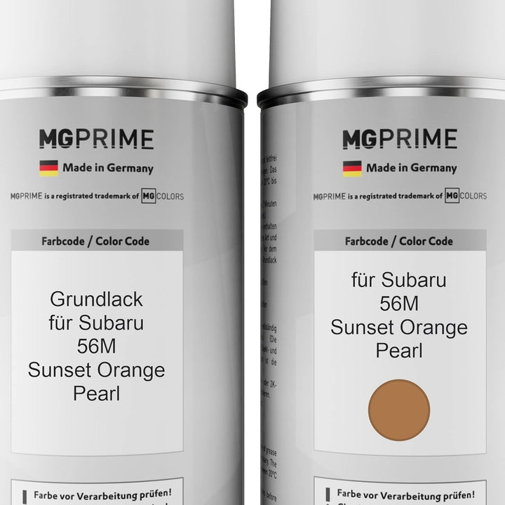 MG PRIME Autolack Sprühdosen Set für Subaru 56M Sunset Orange Pearl Grundlack Basislack Klarlack Spr