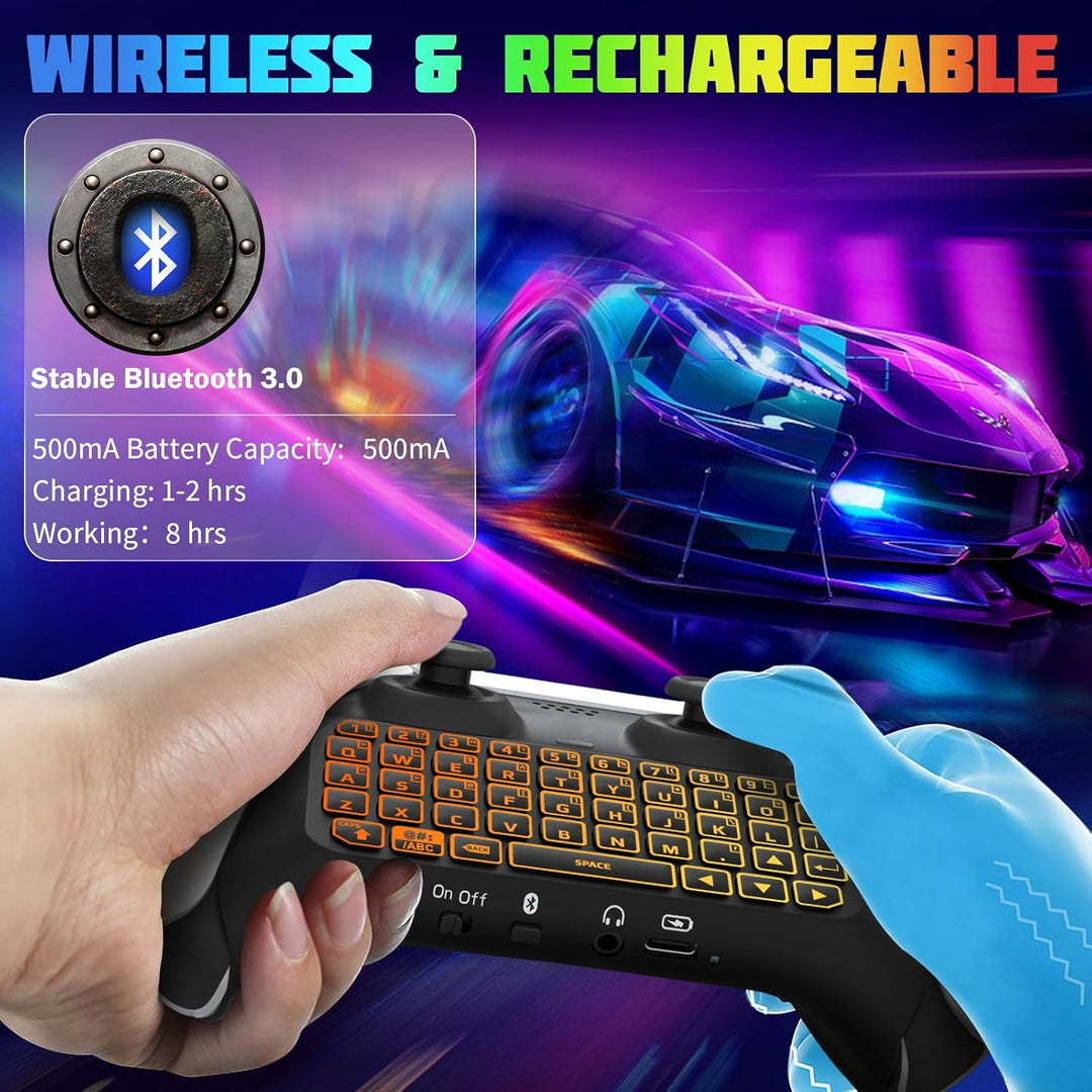 TiMOVO Mehrfarbig RGB-Hintergrundbeleuchtung Tastatur für PS5 Controller, Drahtlos Bluetooth Tastatu