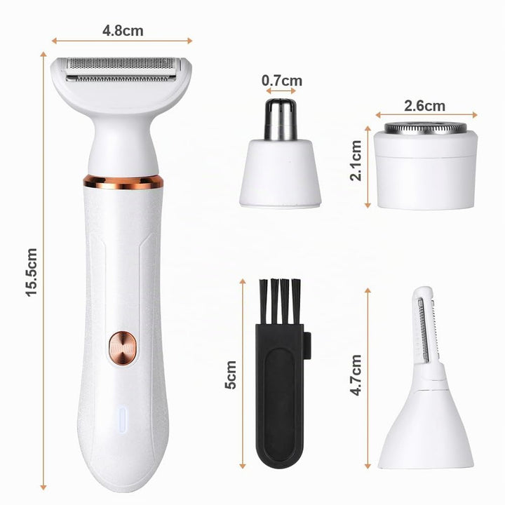 ACWOO Elektrischer Rasierer für Frauen, 4-In-1 Elektrischer Damenrasierer, Schmerzfreier Intimrasier