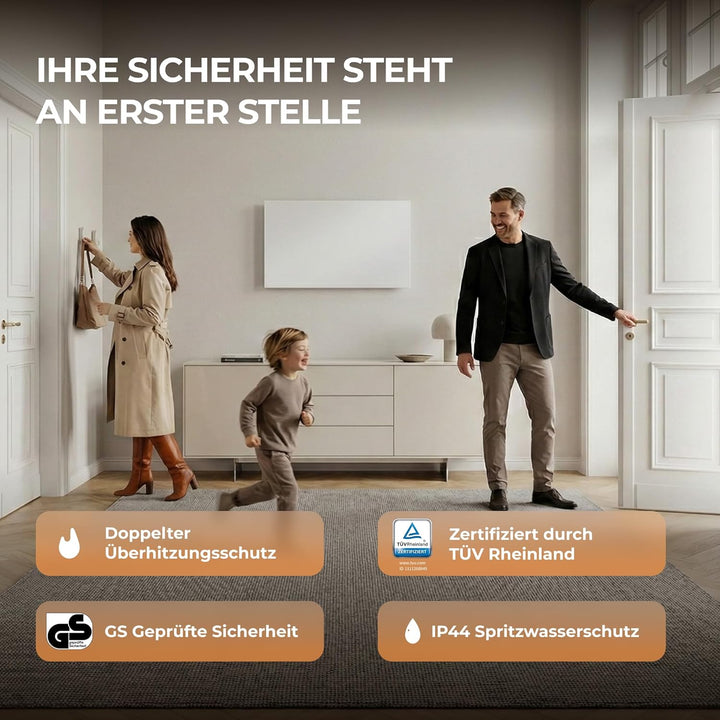 BR Bringer Infrarotheizung Standgerät - 1000 Watt - Energiesparend - Mobile Elektroheizung mit Stand