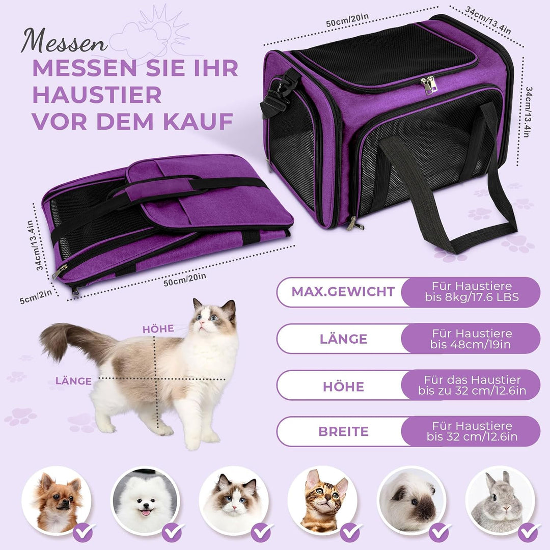 Transporttasche für Katze Hund, Hundetransportbox | Faltbare Katzentransportbox, tragbar, 5kg Katzen