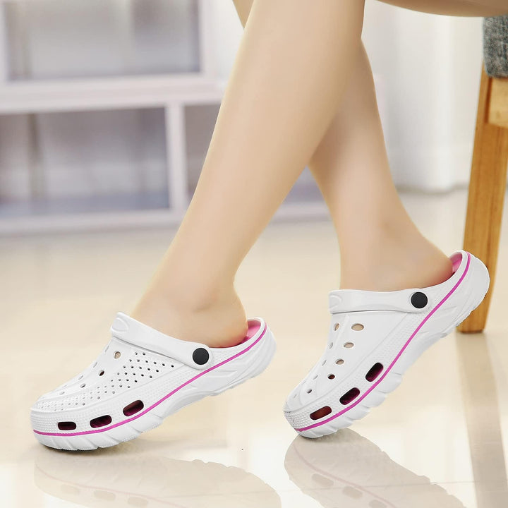 Unisex Clogs Pantoletten Sommer Hausschuhe Strand Sandalen Gartenschuhe mit Fussbett aus Weichem 38/