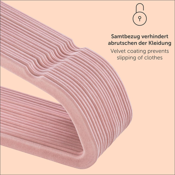 Blumtal Kleiderbügel 30 Stück - Samtbezug, 360° drehbar und belastbar - Platzsparend und rutschfest