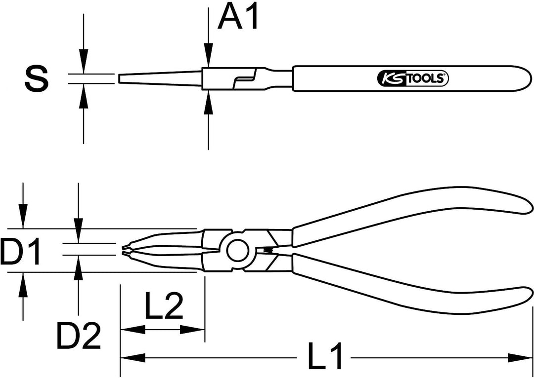 KS Tools 500.1034 Seegeringzange für Innensicherungsringe, 130mm 130 mm, 130 mm