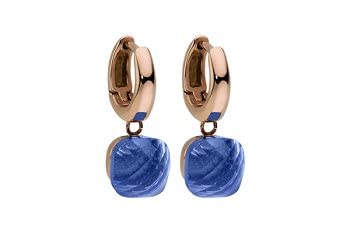 Qudo Firenze Creolen rosegold rose Ohrringe Edelstahl beschichtet blau, blau
