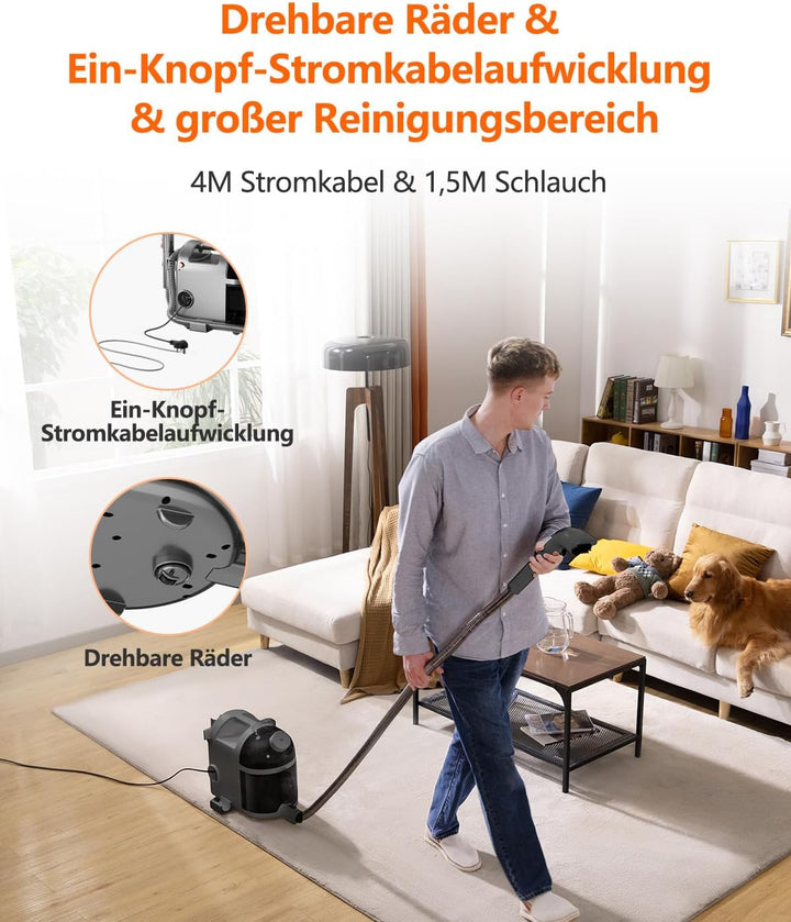 Uwant B200, Polsterreiniger Gerät, 1900W, Dampfreinigungsfunktion | Für Teppiche, Sofas, Vorhänge, K