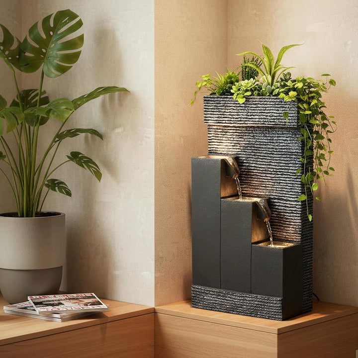 Arnusa Springbrunnen BK845 mit LED Beleuchtung Gartenbrunnen mit Dekorationsbecken Zimmerbrunnen