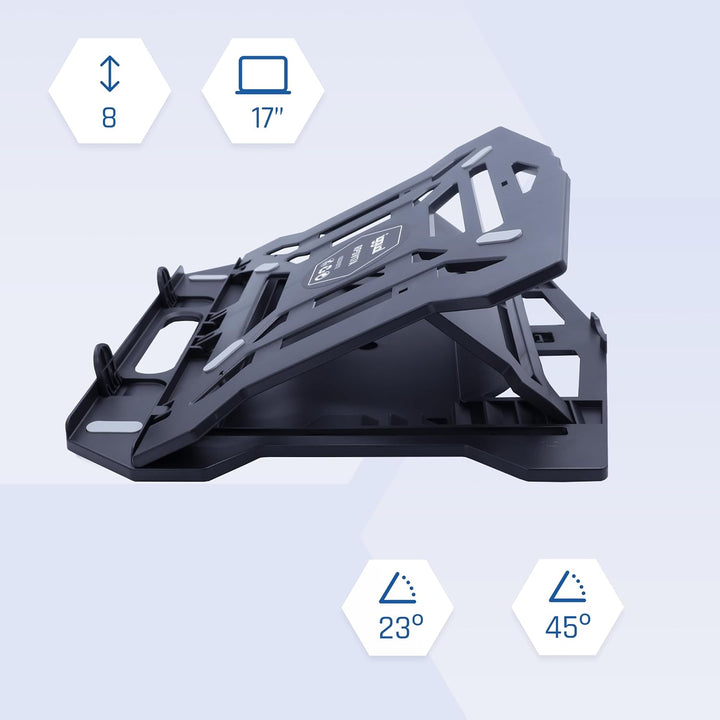 iggual Laptop-Ständer bis 43,2 cm (17 Zoll), mit 8 Neigungswinkeln, ergonomisch, faltbar, mit Handyh