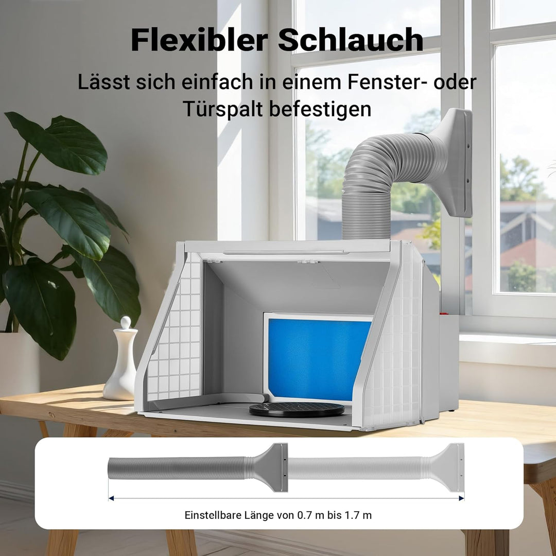 Wiltec Absauganlage 9m³/min mit LED-Beleuchtung, Drehregler und Doppellüfter, regulierbar