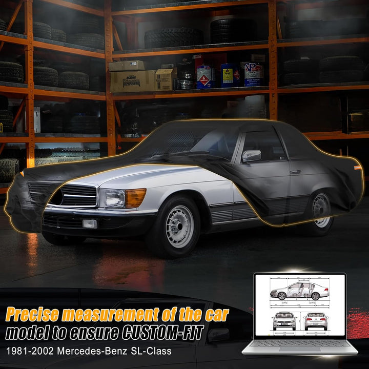 Autoabdeckung Wasserdicht für 1981-2002 Mercedes-Benz SL-Class, Vollgarage Autoplane Auto Abdeckplan