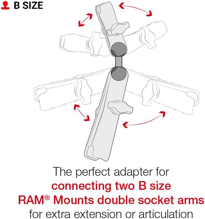 Ram Mounts RAM Medium Double Socket Arm Long Double Socket Arm, RAM-B-201-201U-C (Long Double Socket