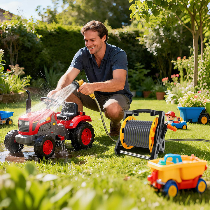 Schlauchaufroller mit 15 m/25 m/30 m Mehrzweckschlauch, 7 Sprühstufen, leicht für die Gartenbewässer