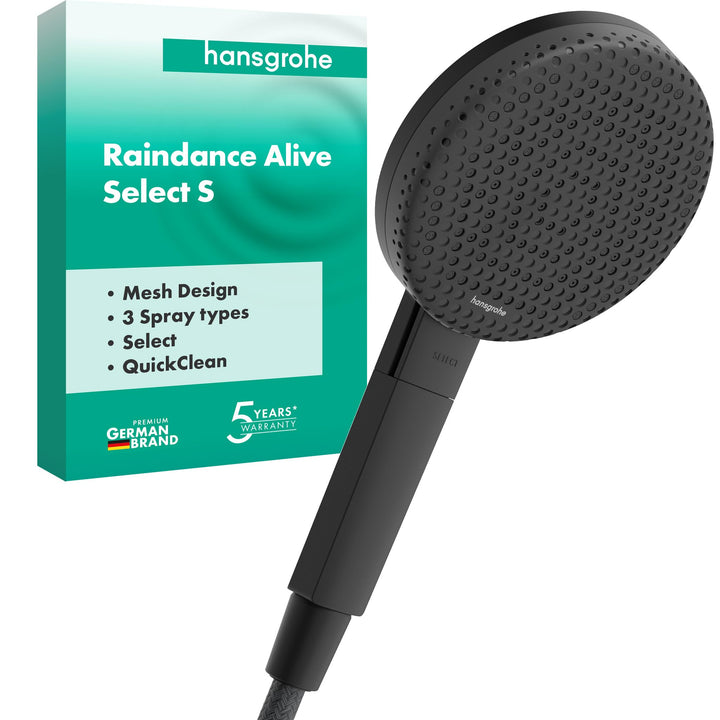 hansgrohe Raindance Alive Select S - Duschkopf, Handbrause mit 3 Strahlarten (inkl. PowderRain), run