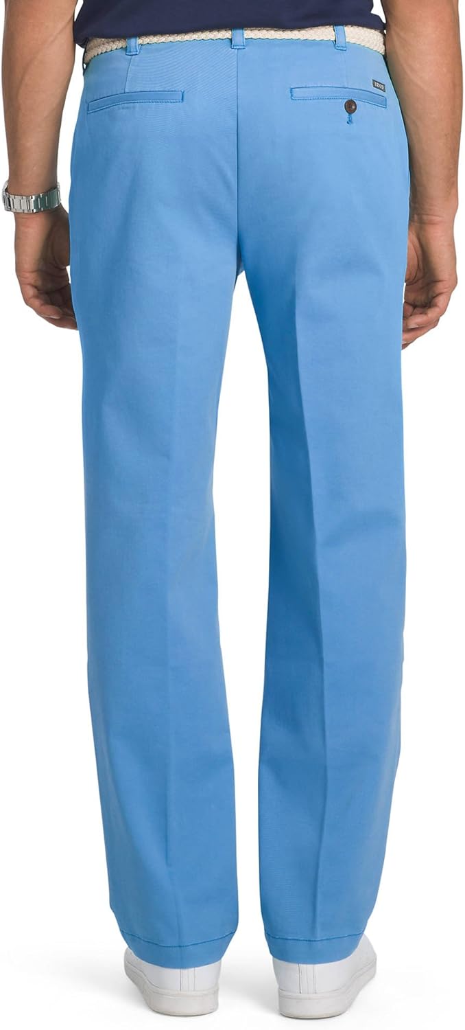 Izod Herren Performance Stretch Straight Fit Flat Front Chino Pant (Auslauf) 45fm080, 30W / 32L Blue