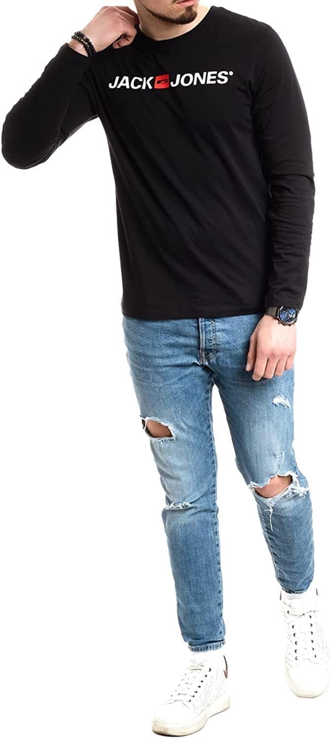 Jack & Jones Herren Langarmshirt aus Baumwolle – Longsleeve Männer – T-Shirt mit Langen Ärmeln aus B